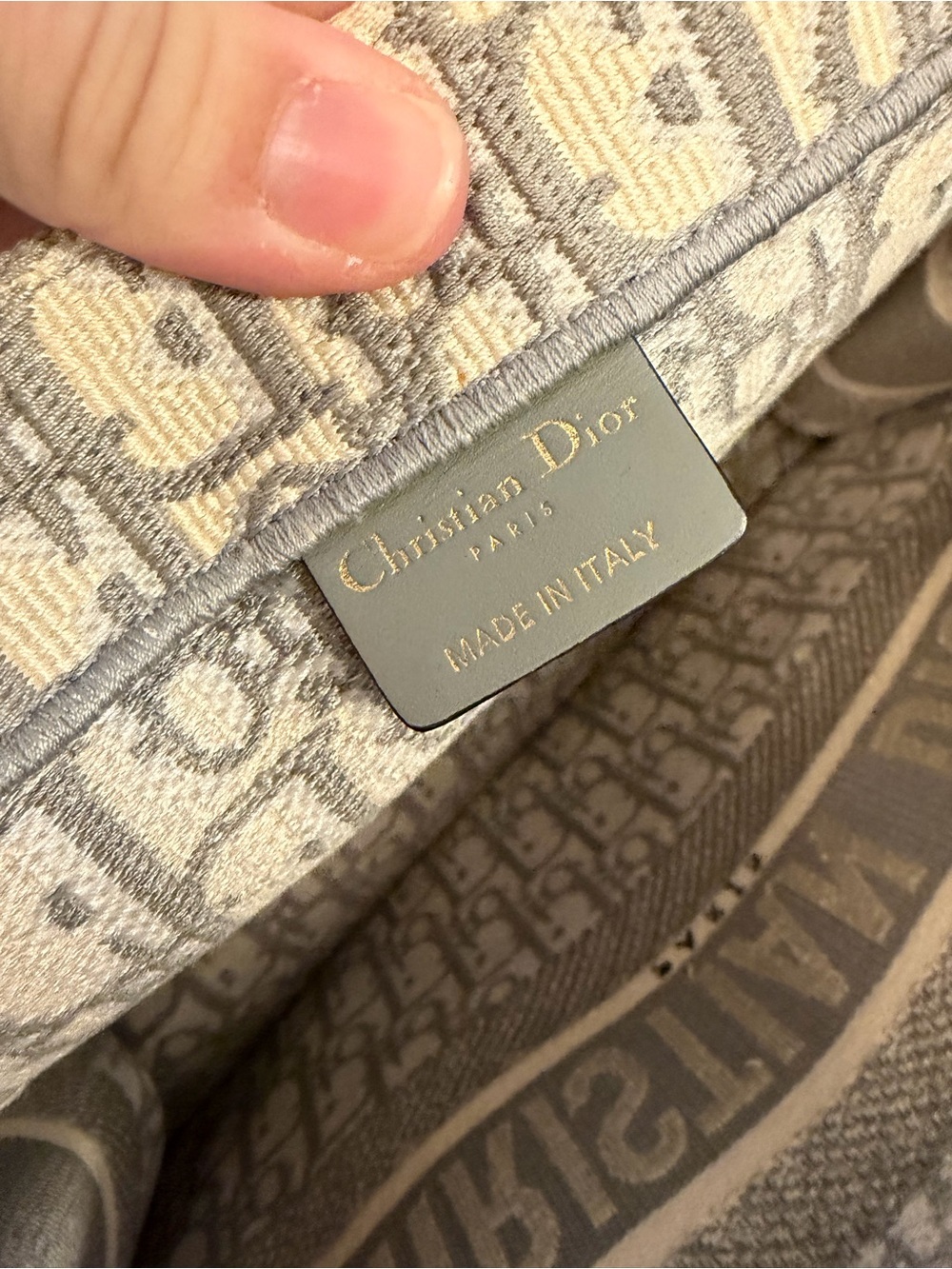 Dior Cream and Gray Logo Canvas Book Tote - Picture 8 of 11